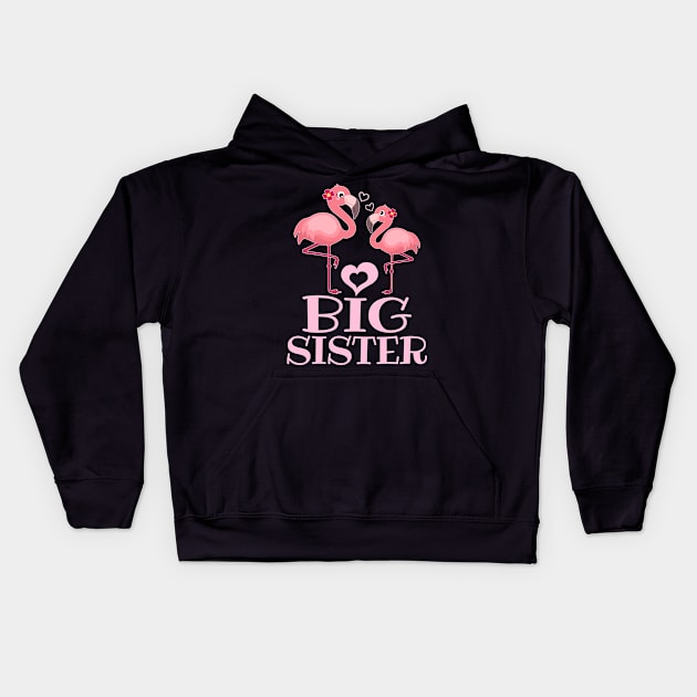 Flamingo Shirt - Big Sister Kids Hoodie by redbarron